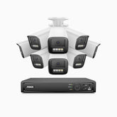 HZ804 - 4K 8 Channel 8 Cameras PoE Security System, 4X Optical Zoom, 2.8 - 12 MM Motorized Varifocal Lens, Smart Dual Light Night Vision, Motion Detection 2.0, Built-In Microphone, Siren & Strobe Alarm, Upgraded Version